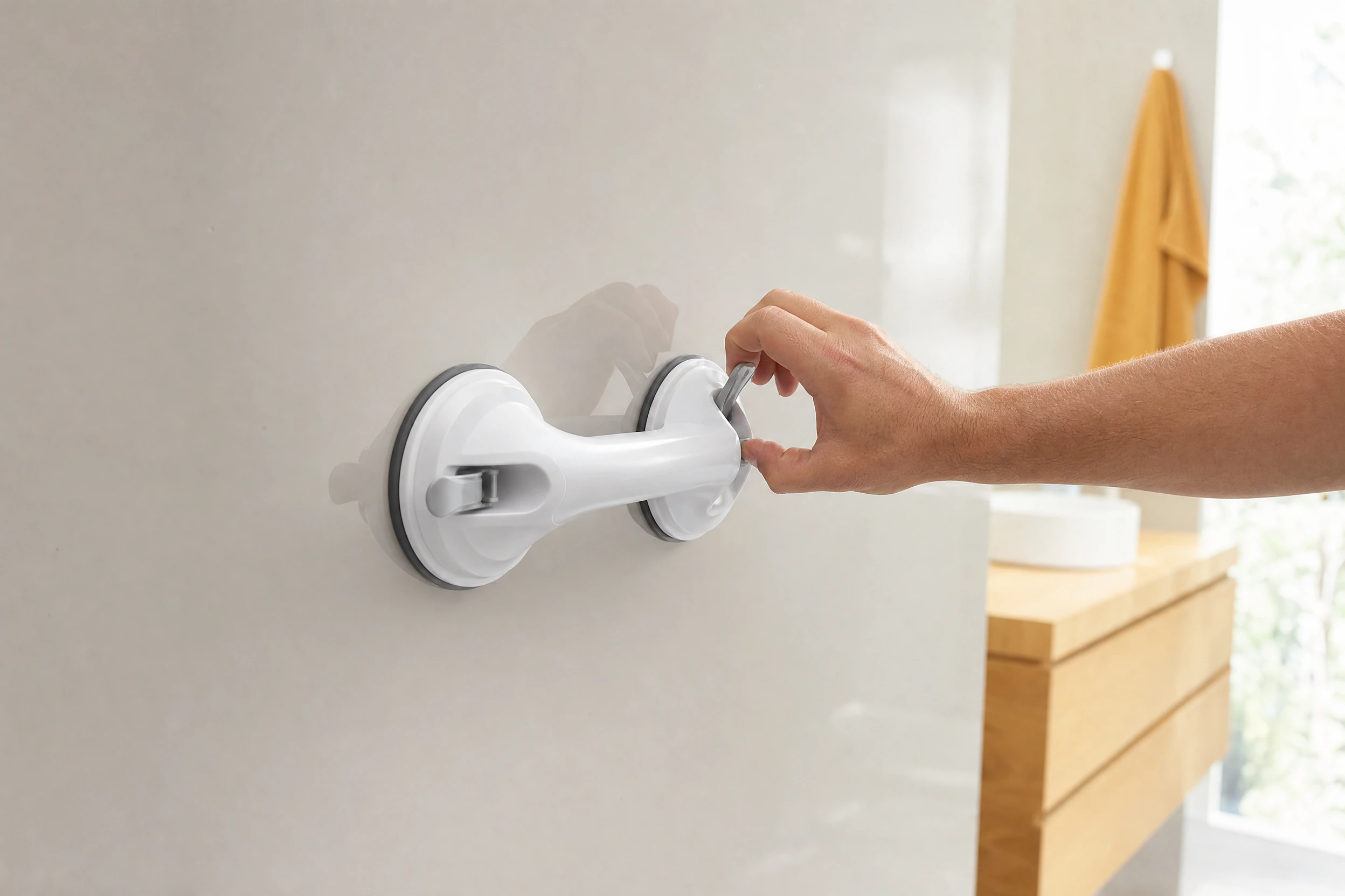 Before choosing a suction handle, look closely at the wall